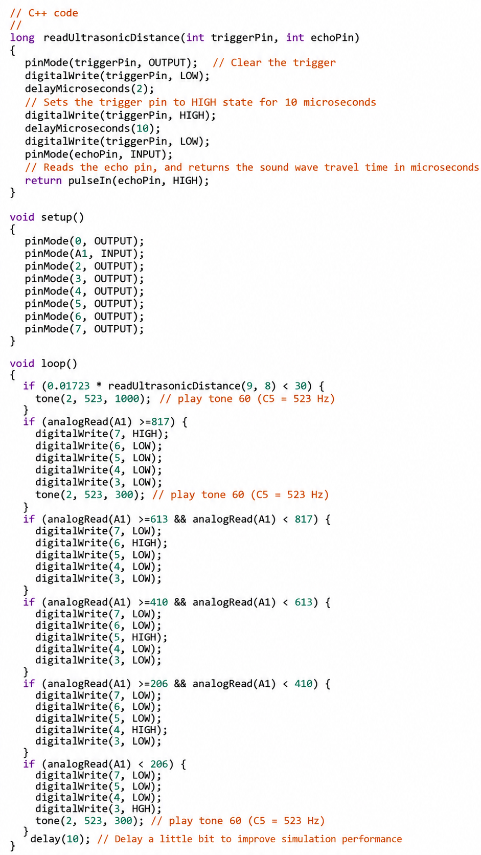 Arduino control code for the blind spot monitor